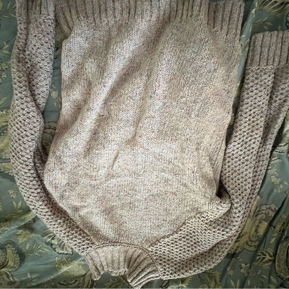 Prana Cream and soft multi colored Cowl Neck Sweater with Textured Knit